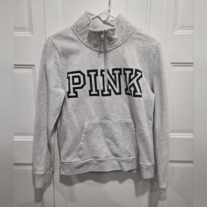 PINK Victoria’s Secret Gray Quarter Zip Pullover Sweatshirt Medium